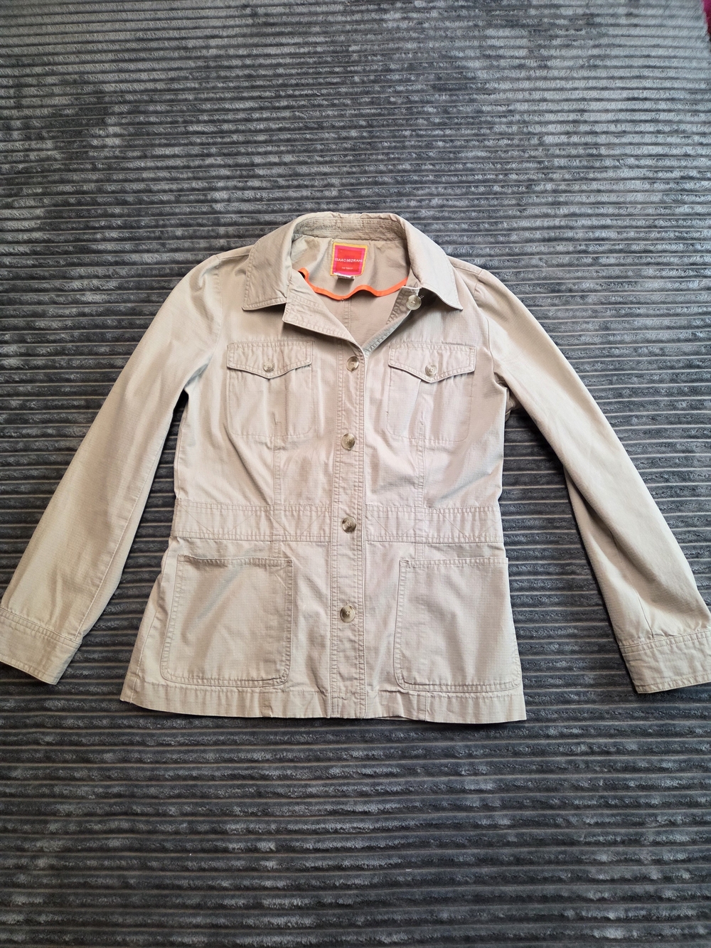 Isaac Mizrahi Beige Utility Jacket with Button Front
